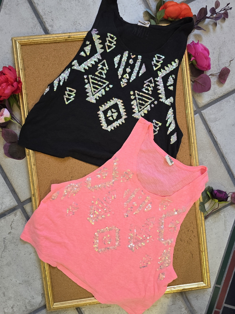 PINK Victoria's Secret Sequin Crop Tanks (Both)